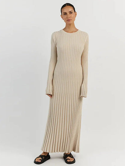 White Pleated Long Robes Summer Lady Office Maxi Dress