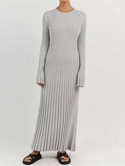 White Pleated Long Robes Summer Lady Office Maxi Dress