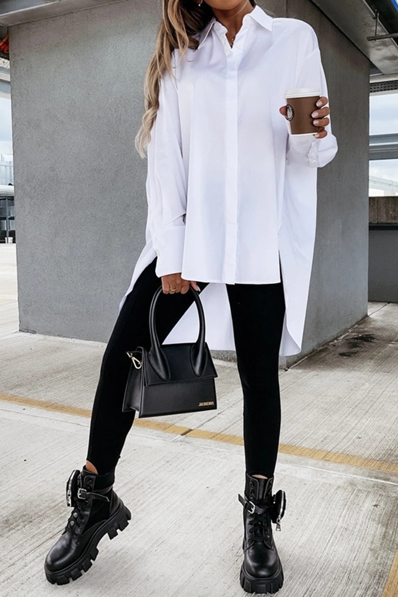 Irregular Slit Hem Blouse