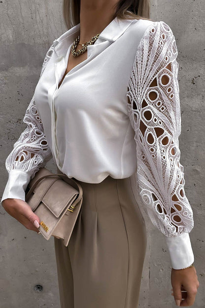 Lace Hollow Out Sleeve Blouse