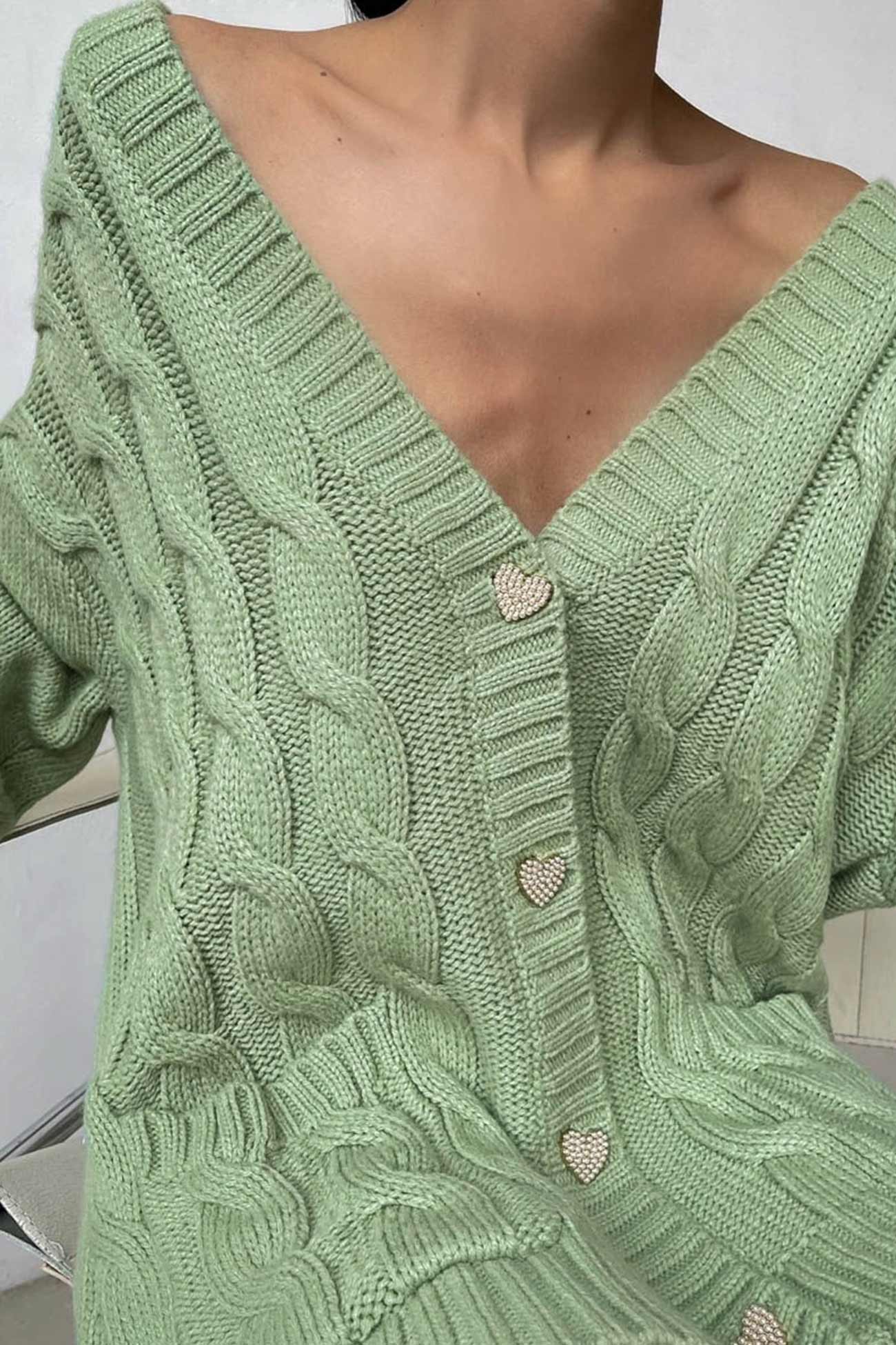Single-breasted Cable Knit Cardigan