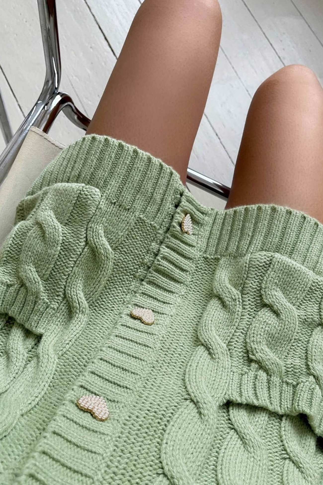 Single-breasted Cable Knit Cardigan