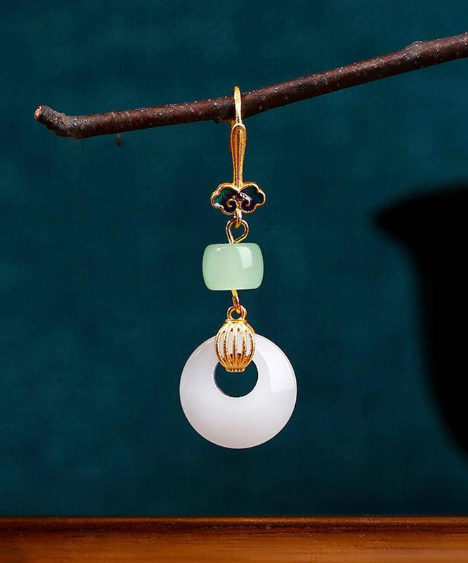 Style Gold Ancient Gold Jade Auspicious Clouds Drop Earrings Kx1060