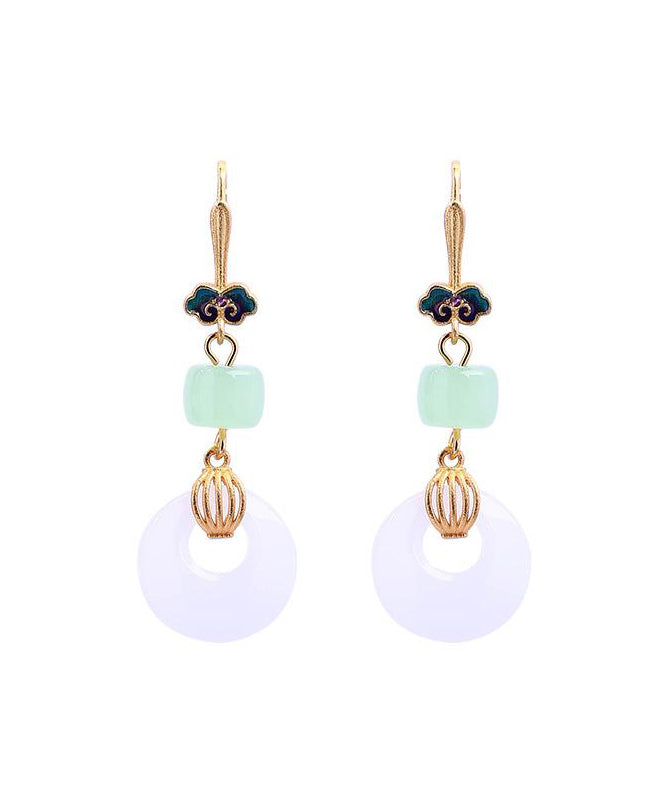 Style Gold Ancient Gold Jade Auspicious Clouds Drop Earrings Kx1060