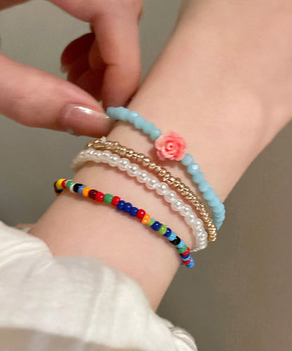 Style Pearl Beading Layered Chain Bracelet Four Pieces Set