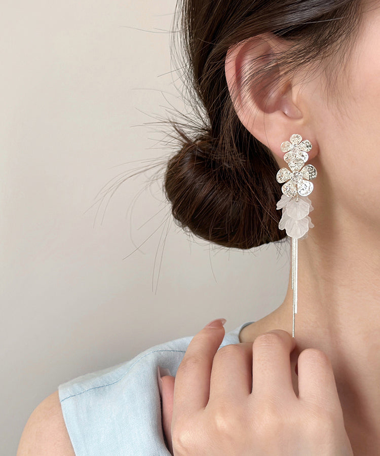 Style Silk Copper Alloy Acrylic Zircon Tassel Drop Earrings