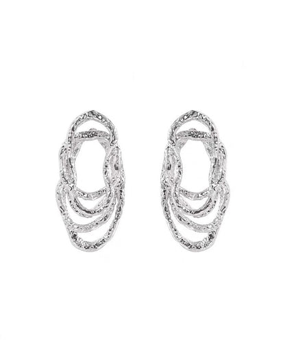 Style Silk Copper Lace Hollow Out Line Hoop Earrings