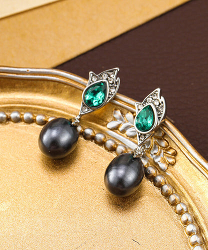 Style Silk Copper Silvering Pearl Glass Tassel Drop Earrings