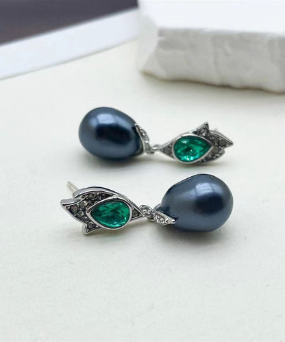 Style Silk Copper Silvering Pearl Glass Tassel Drop Earrings