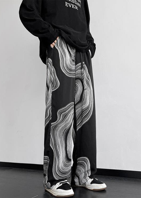 Oversized White Cotton Style Spring Pants Print