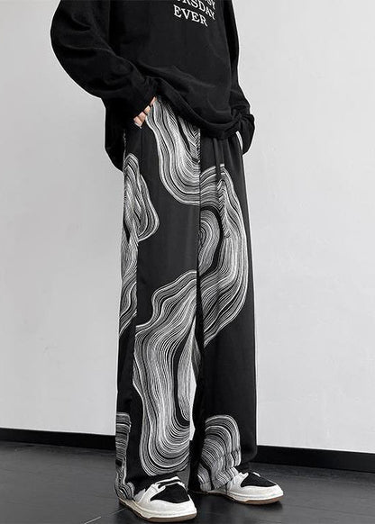 Oversized White Cotton Style Spring Pants Print