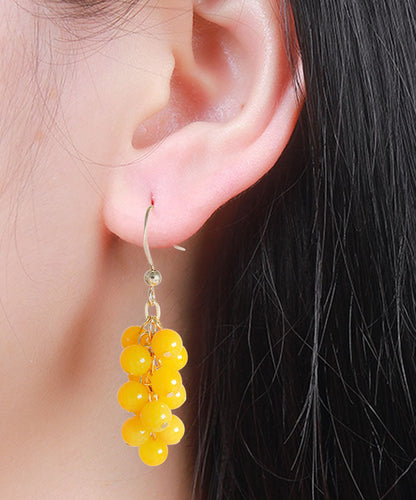 Style Yellow 14k Gold Chalcedony Grape Drop Earrings