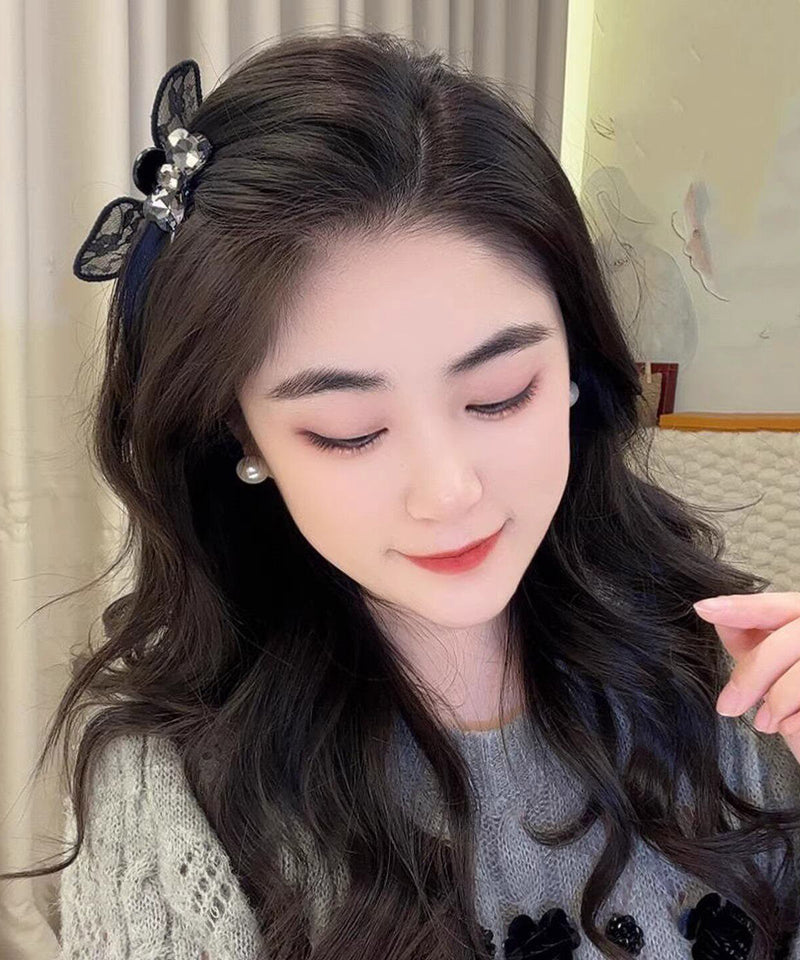 Stylish Black Alloy Lace Bow a Pair Hairpin