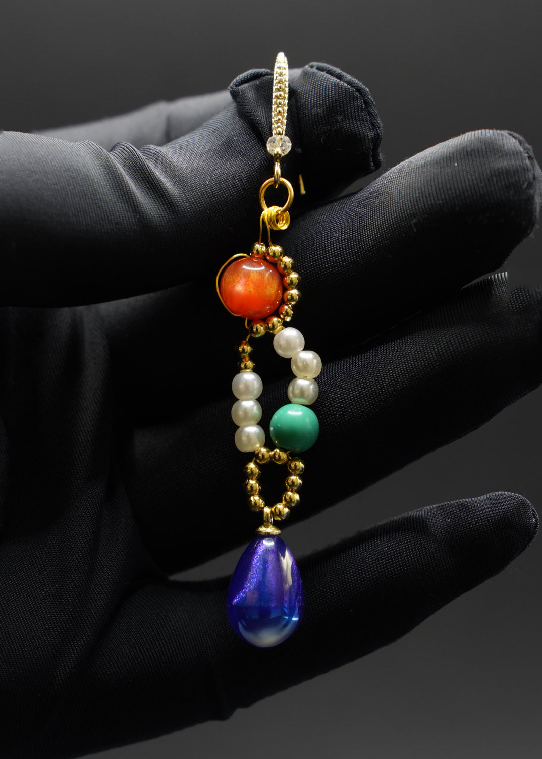 Stylish Blue Water Droplet Gem Stone Drop Earrings