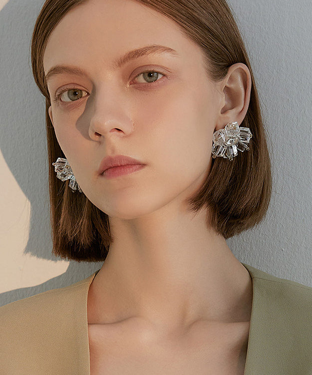 Stylish Champagne Flower Crystal Fine Zircon Drop Earrings