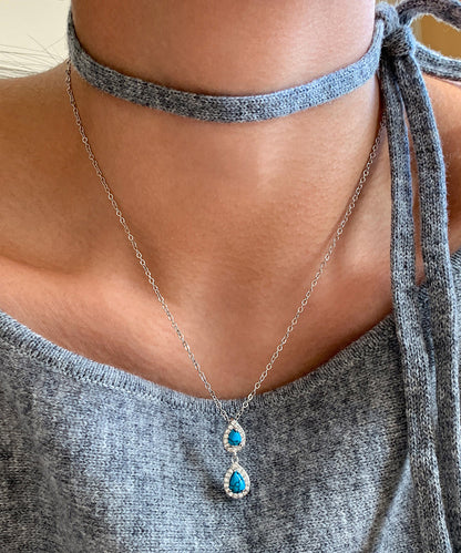 Stylish Double-layer Fine Turquoise Lariat Necklace