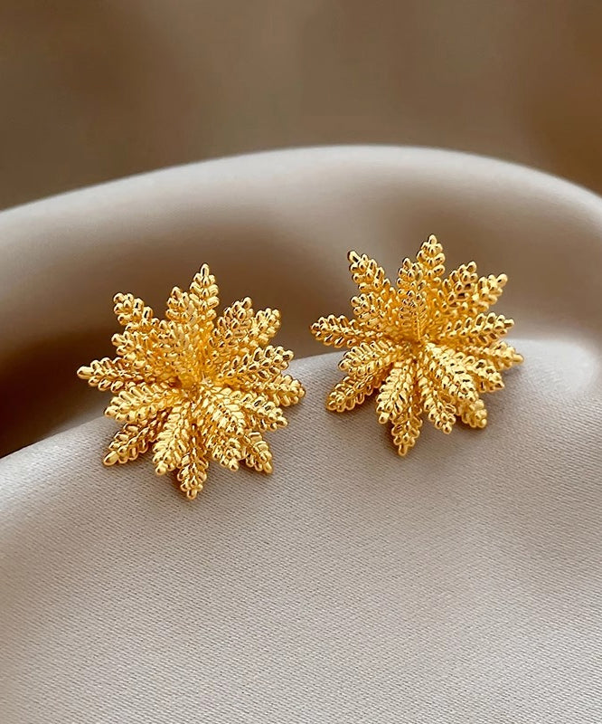 Stylish Gold Copper Alloy Ear of Wheat Stud Earrings