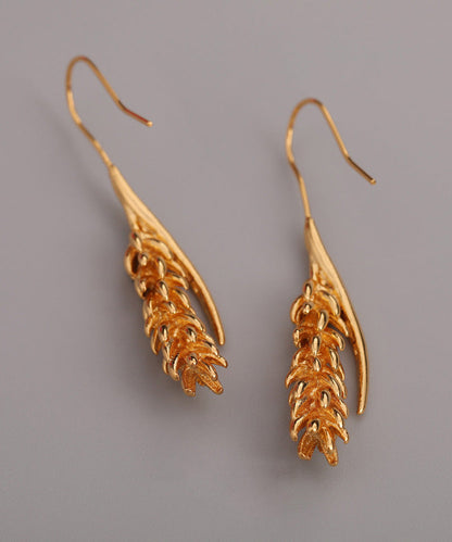 Stylish Gold Copper Overgild Ear of Wheat Drop Earrings