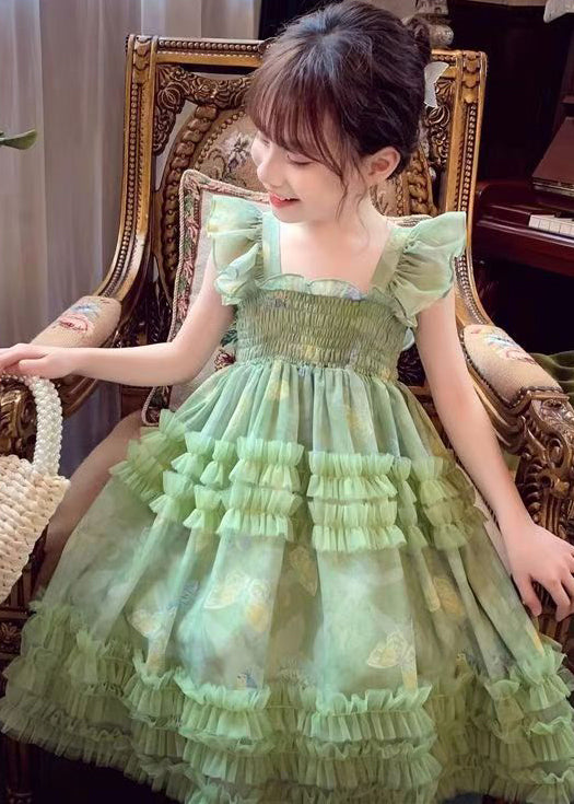 Stylish Green Bow Tulle Patchwork Long Dress Summer Tt002