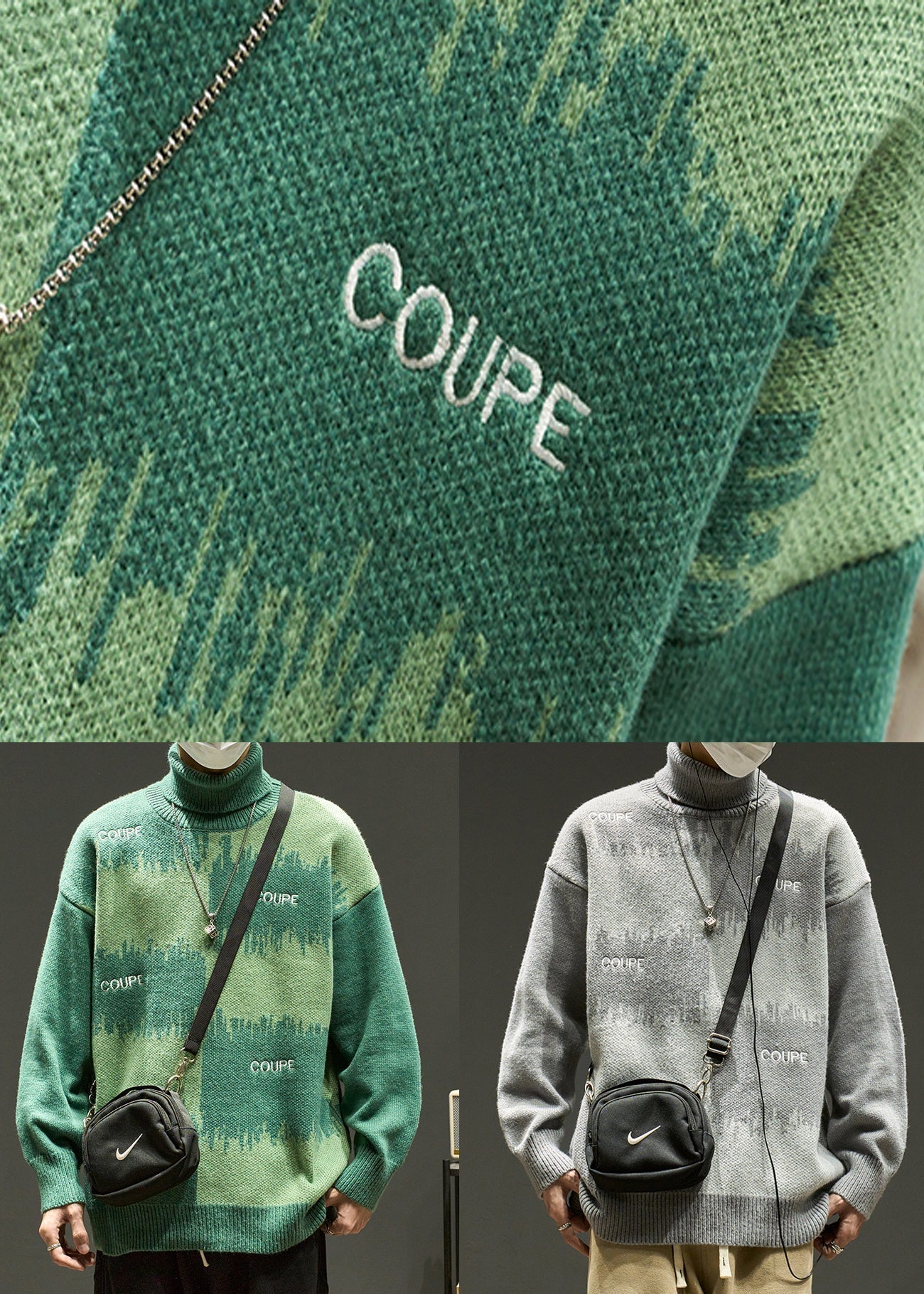 Stylish Grey Embroideried Patchwork Knit Sweaters Winter Rj041