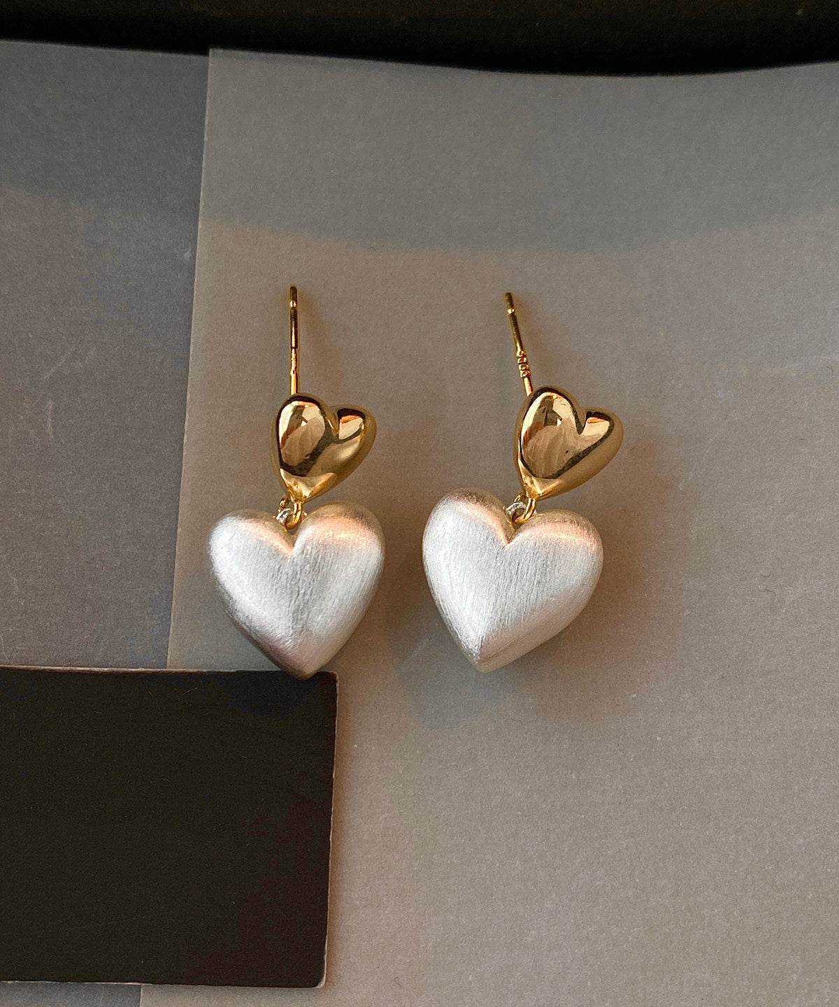 Stylish Metal Frosted Heart-shaped Stud Earrings