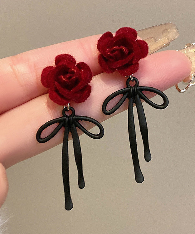 Stylish Mulberry Sterling Silver Flocking Butterfly Drop Earrings