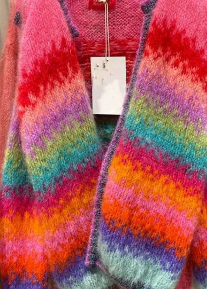 Stylish Multicolor V Neck Cozy Knit Cardigans Fall Wo029