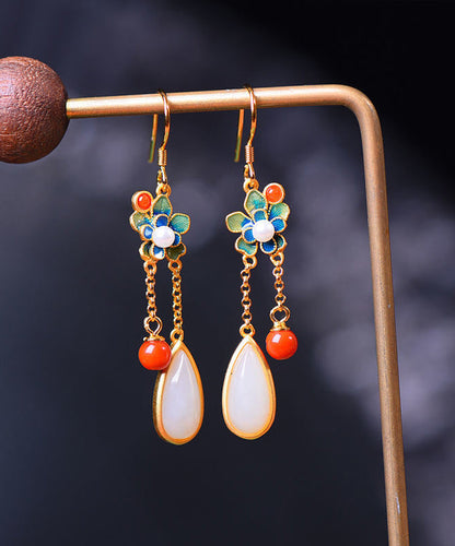 Stylish Multicour Tassel Gold Plated Drop Earrings