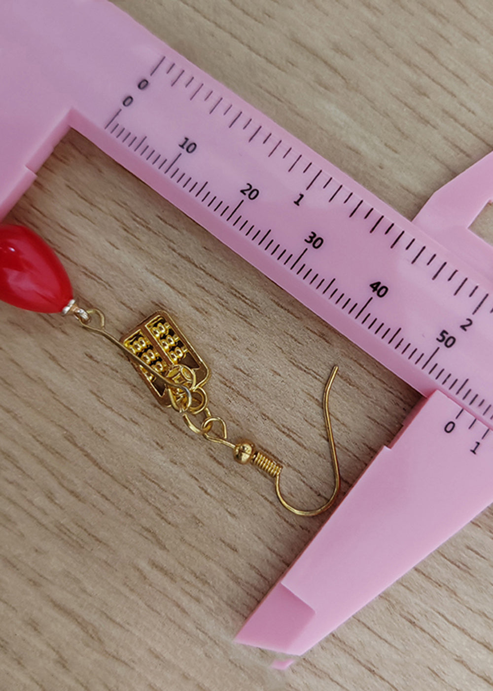 Stylish Red Coral Golden Abacus Drop Earrings