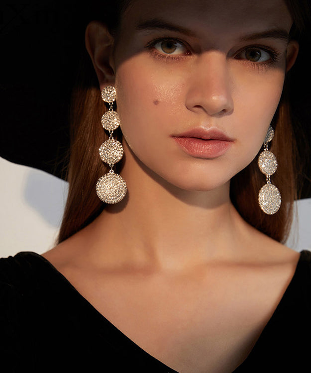 Stylish Rhinestone Rotundity Metal Drop Earrings