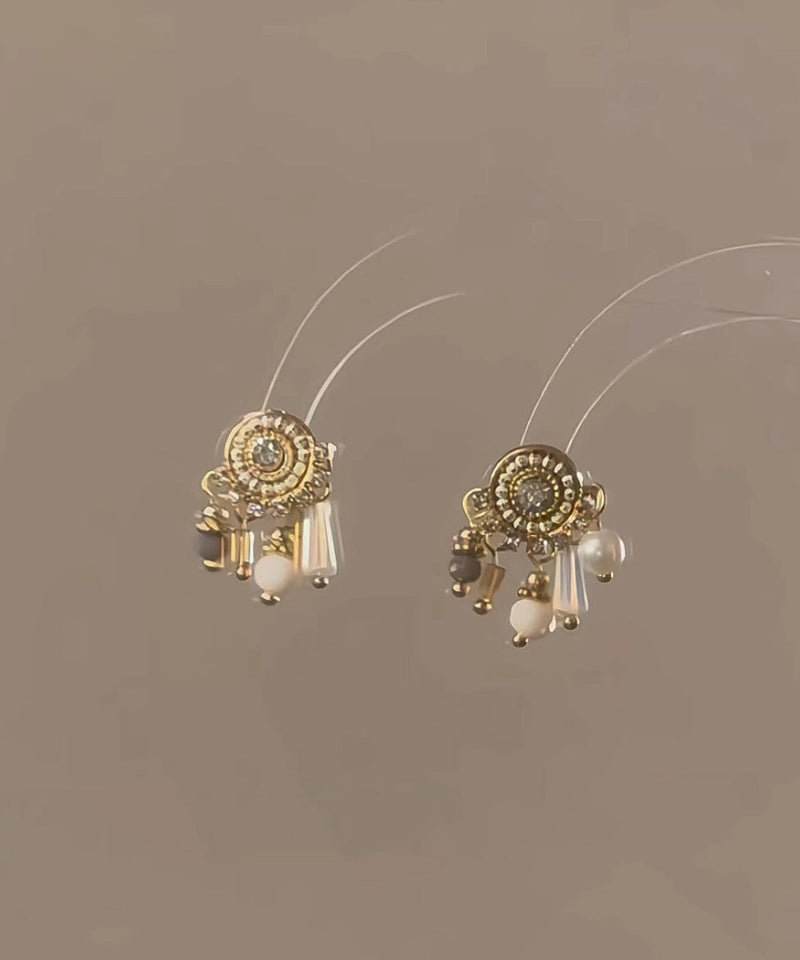 Stylish Zircon Pearl Tassel Stud Earrings