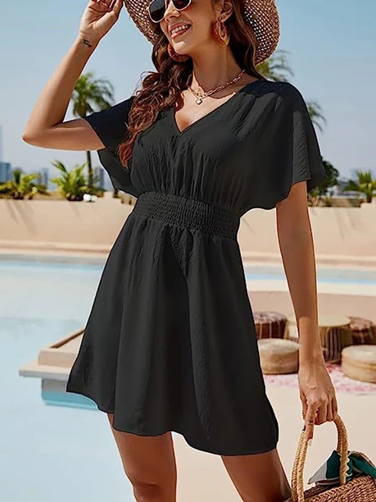 Loose White Beach Dress Mini Dress