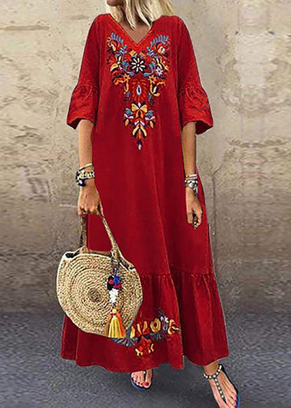 Summer White Comfortable Print Short Sleeved Pullover Long Dress Lc0009
