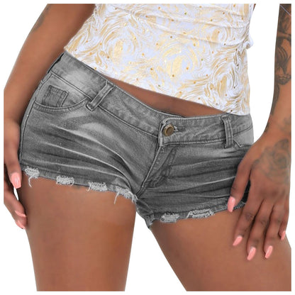 Summer Denim Gray Blue Slim Shorts