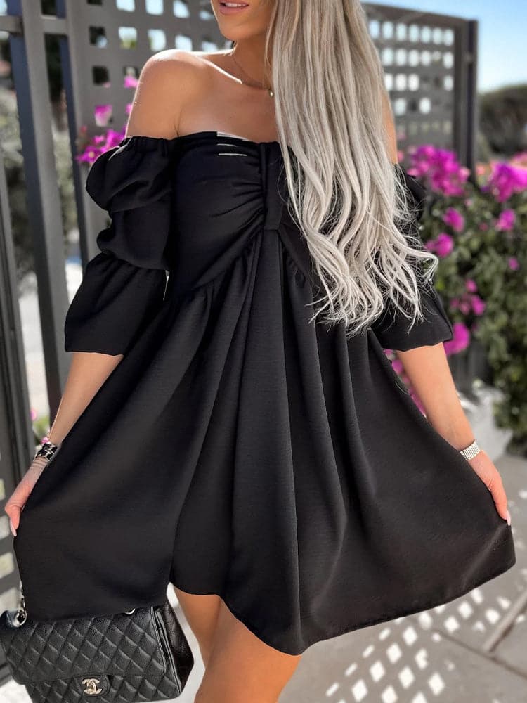 Summer Slash Neck Mini Dress