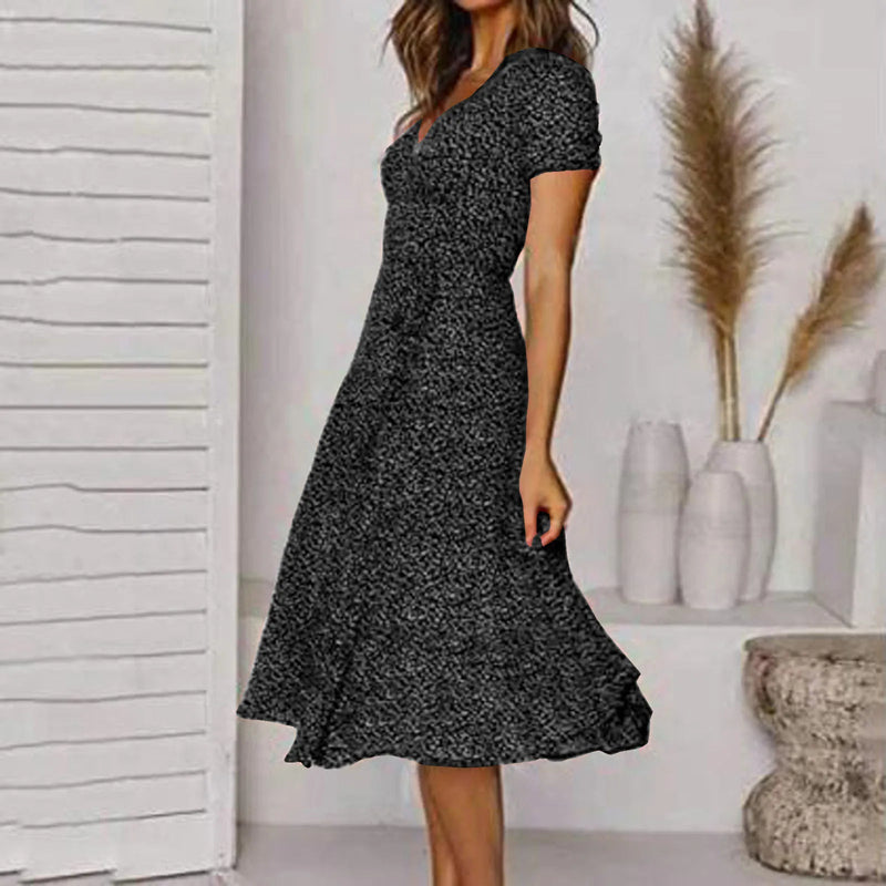 Summer Short V Neck Polka Dot Sun Midi Dresses