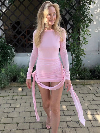Applique Wrap Mini Dress