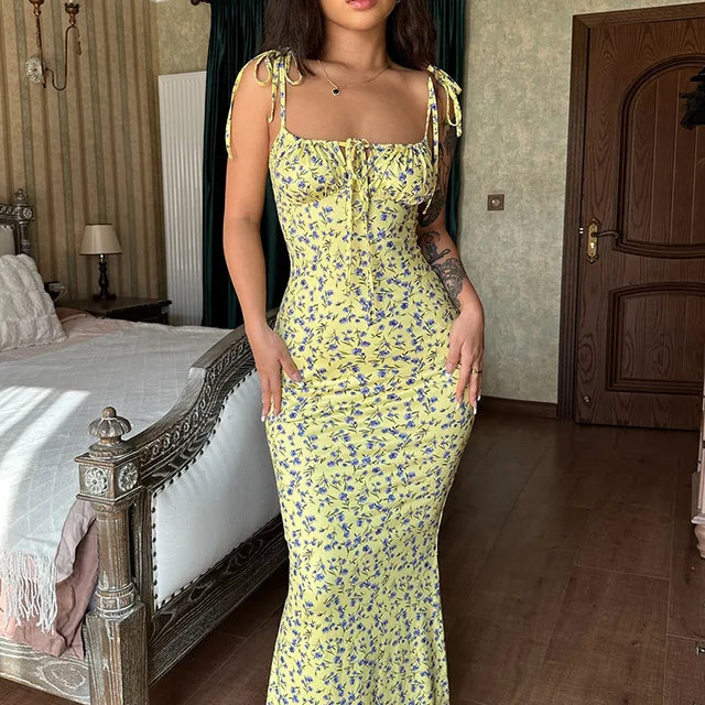 Dress Summer Off Shoulder Lace Up Deep V Neck Dresses Holiday Beach Long Dress Woman