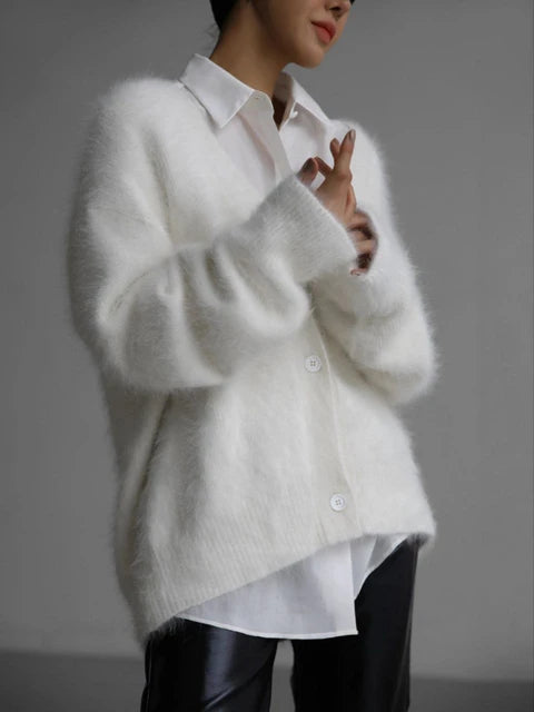 Knitted Cardigan V Nekc Loose Long Sleeve Sweater Female Autumn Winter New Cardigans