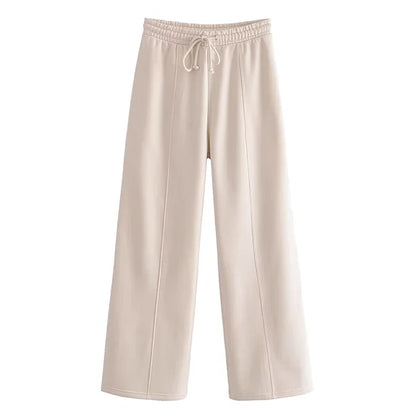 Lace Up Pant Sets Loose V Neck Cardigan Woman Autumn Winter Sports Pants 2 Piece Sets Outfits