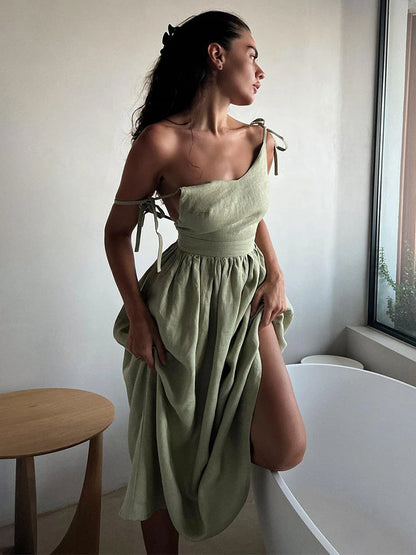 Backless Beach Dress for V Neck Splice Folds Long Dresses Party Bandage Maxi Sundress Female