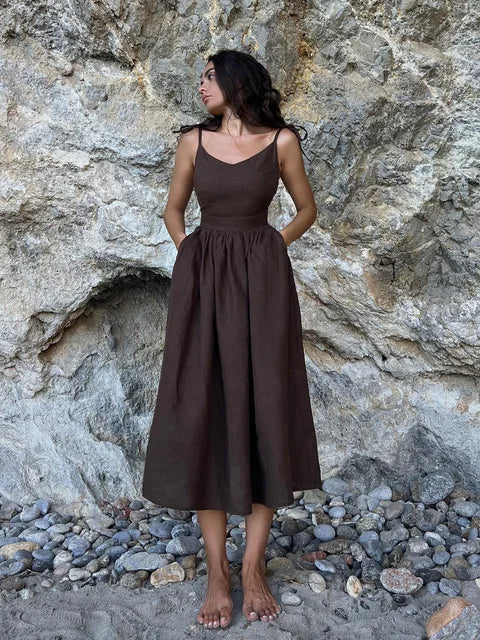 Backless Beach Dress for V Neck Splice Folds Long Dresses Party Bandage Maxi Sundress Female