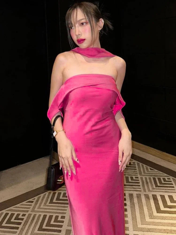 Backlesss Long Dress for Off Shoulder Sleeveless Dresses Lady Party Temperament Wedding Dress Woman