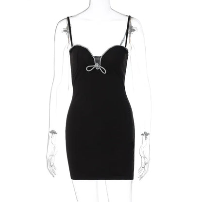 Silver Rope Bodycon Mini Dress for Slim Deep V Neck High Waist Sundress ’s Party Dresses Hot Summer