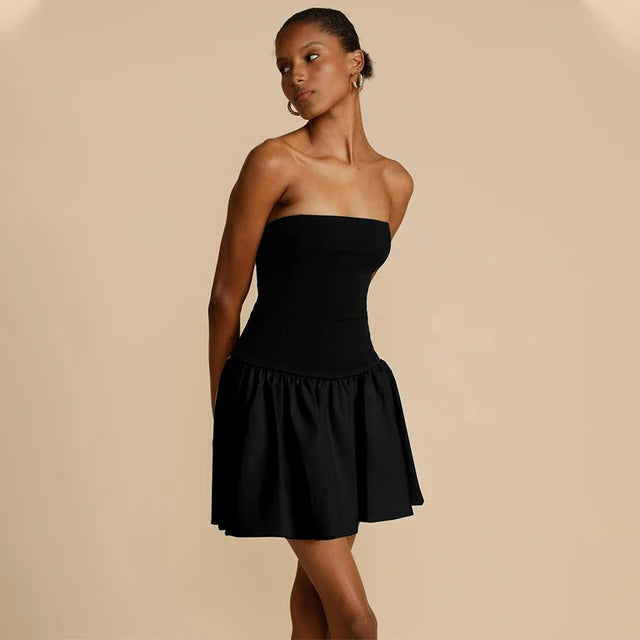 Slim Folds Dress for Bodycon Backless Splice Dresses Female Summer Off Shoulder Mini Dress Woman