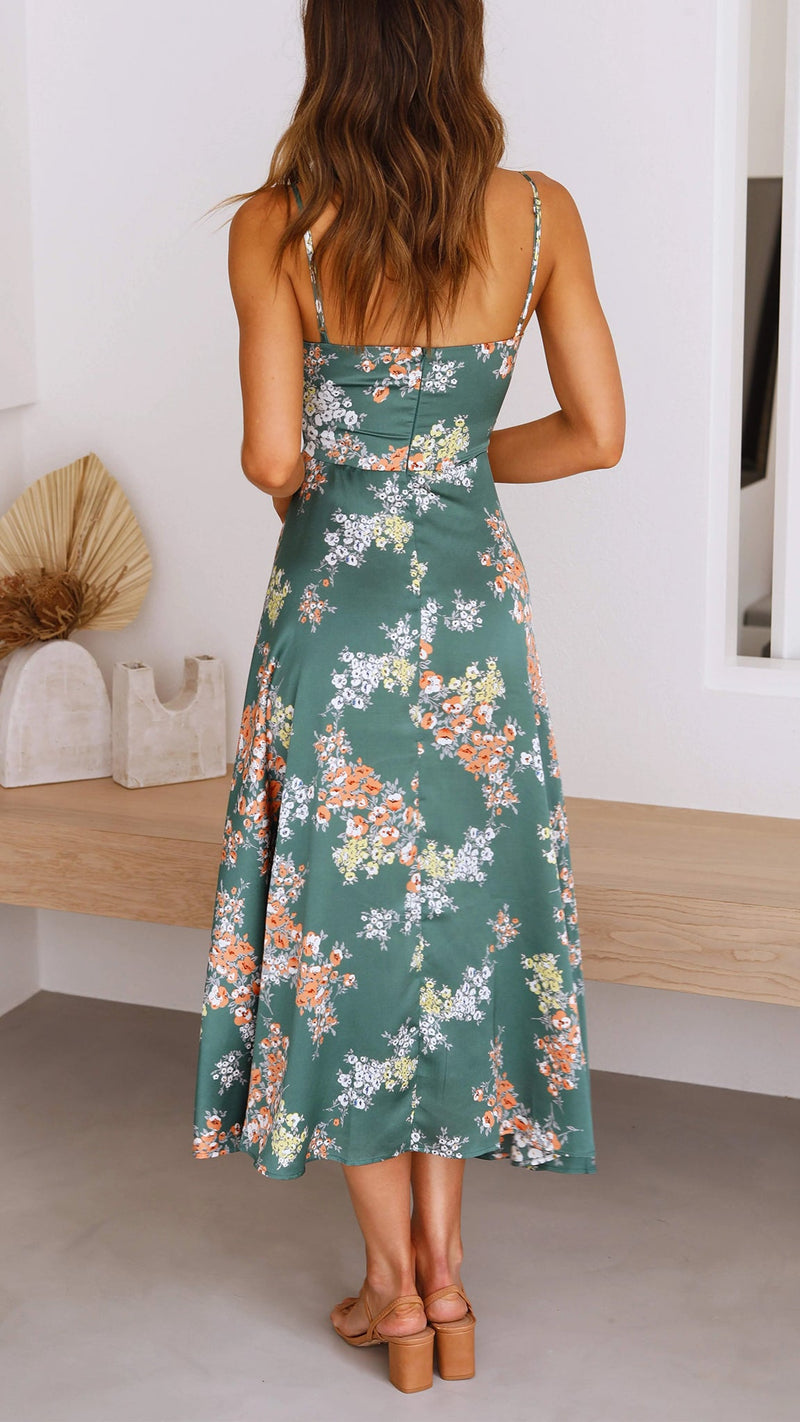 Myla | Satin Split Midi Dress