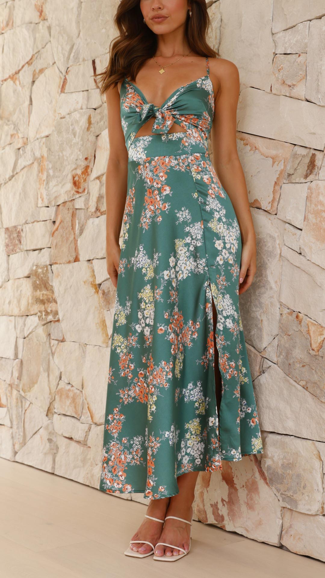 Myla | Satin Split Midi Dress
