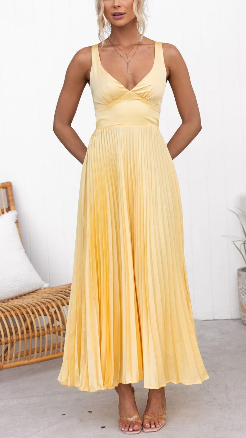 Cherry - Pleated Maxi Dress
