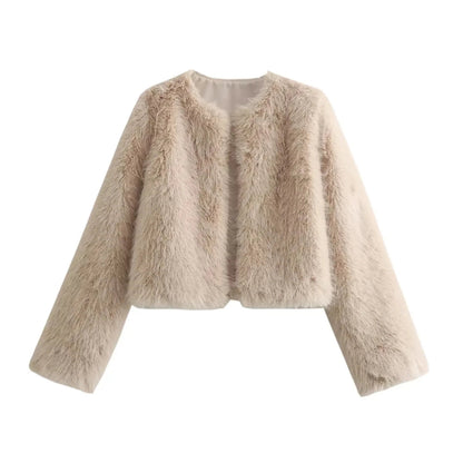 Faux Pink Loose Long Cardigan High Coat