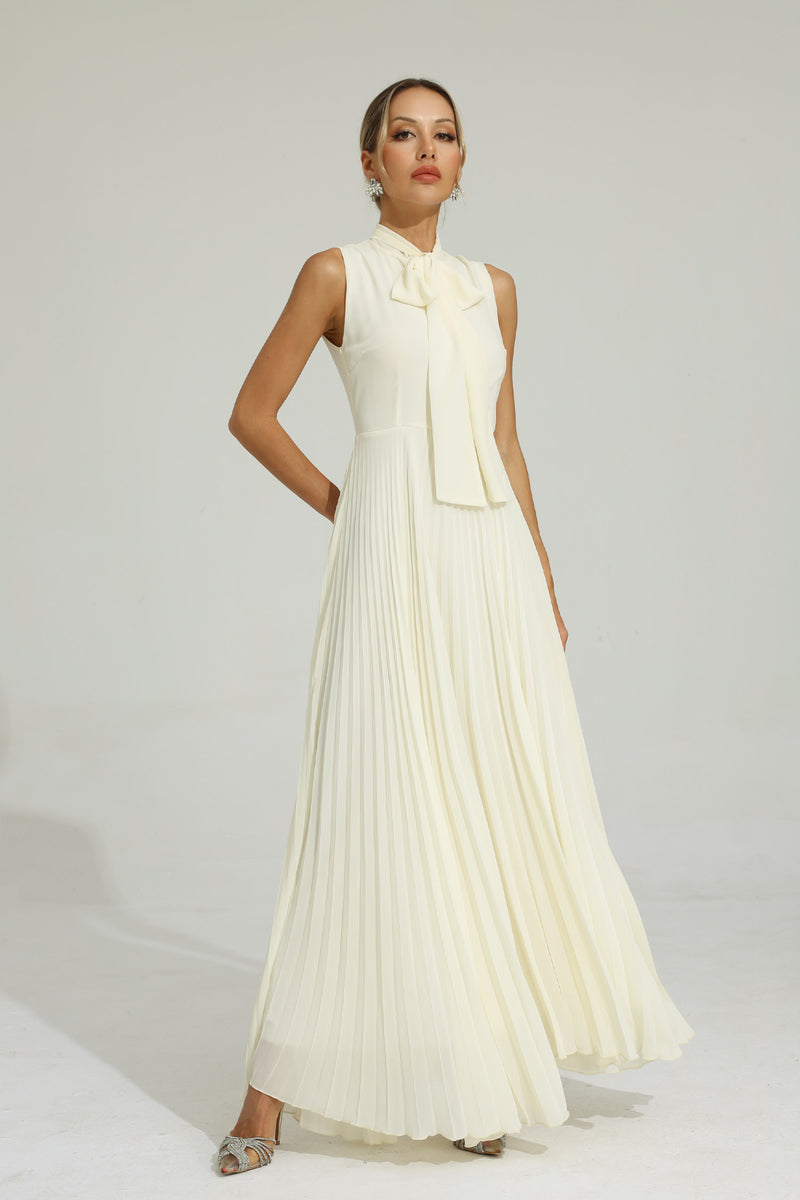 Tennyson White Bow Sleeveless Maxi Dress